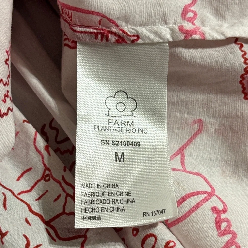 FARM Rio Nossa Lingua Blouse M Red Toile Boho Luxe Statement Top - Picture 5 of 5